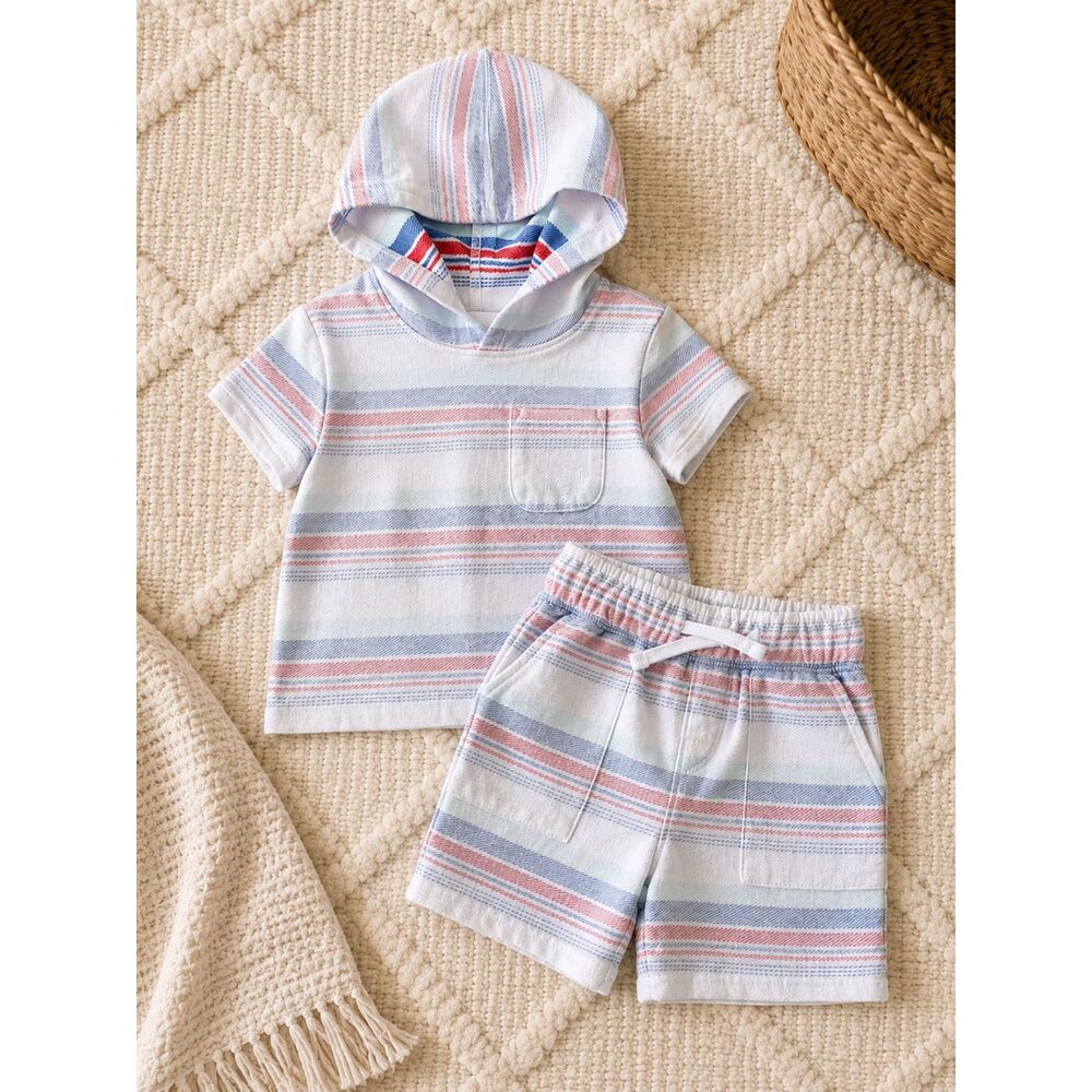 Cat & Jack Toddler 18m 2-piece Hooded Set Red White Blue